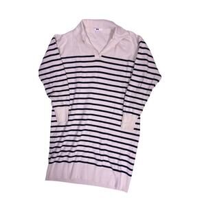 Uniqlo Striped Long Sweater Womens Small Blue White Coastal Marine 34